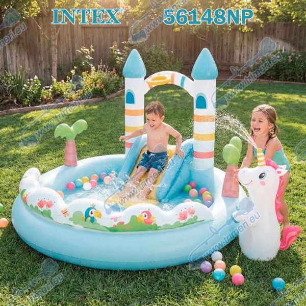 Надуваем детски игрален център INTEX 56148NP Unicorn Castle Play Center, 196x178x127 см