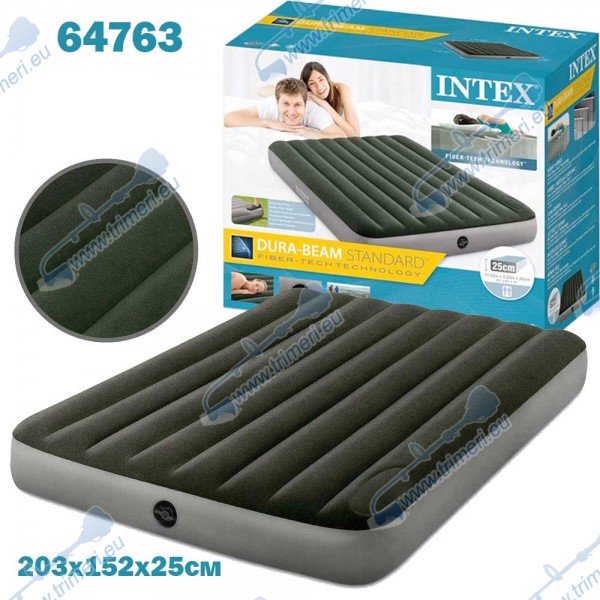 Матрак надуваем 203x152x25 см, вградена крачна помпа, INTEX 64763 Queen Dura-Beam Downy Airbed