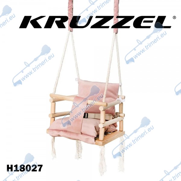 Люлка детска, дървена, KRUZZEL H18027, розова, непопиваща