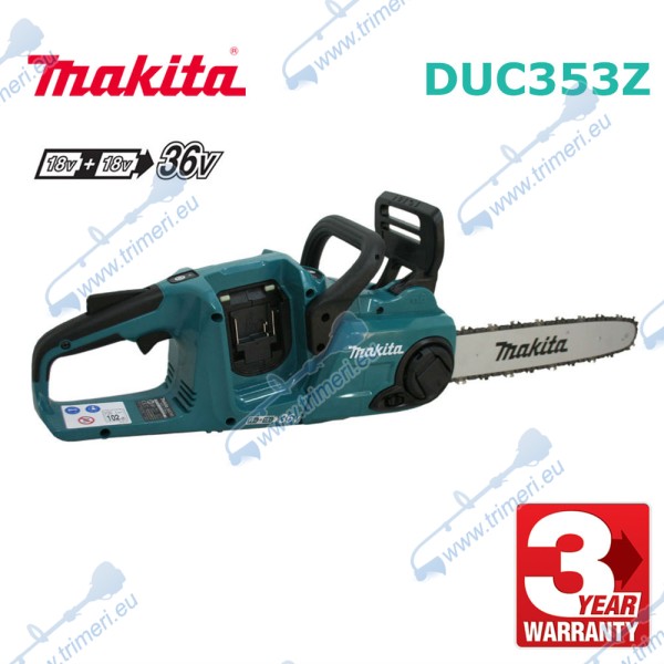 Резачка акумулаторна Makita DUC353Z, 18+18V, 35 см шина, 3/8" верига 