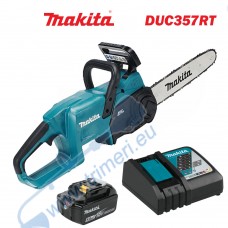 Aкумулаторна резачка / верижен трион за дърва Makita DUC357RT, 18V, 1x5Ah, LXT, 35 см шина, 3/8" верига, 1.1 мм широчина на канала