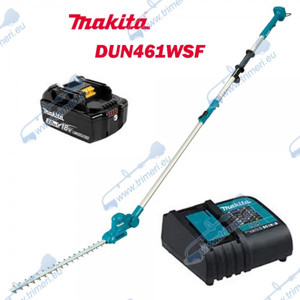 Храсторез телескопичен акумулаторен Makita DUN461WSF, 18V, 1x3Ah, 460 мм нож, 18 мм дебелина на клони, 60-75° наклон