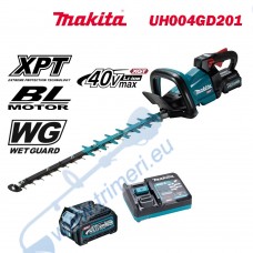 Акумулаторен храсторез, безчетков, Makita UH004GD201, 40V, 2x2.5Ah, XGT, 600 мм острие, 23.4 мм ширина на рязане