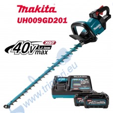 Храсторез акумулаторен / ножица за жив плет Makita UH009GD201, 40V, 2x2.5Ah, XGT, 75 см нож, 21.5 мм дебелина на клони