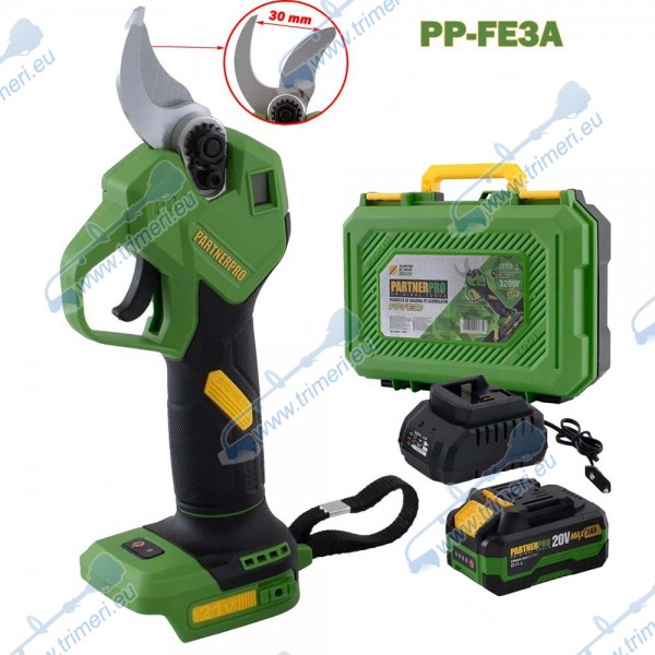 Aкумулаторна лозарска ножица PARTNERPro PP-FE3A, 20V, 3Ah, 30 мм, безчетков мотор