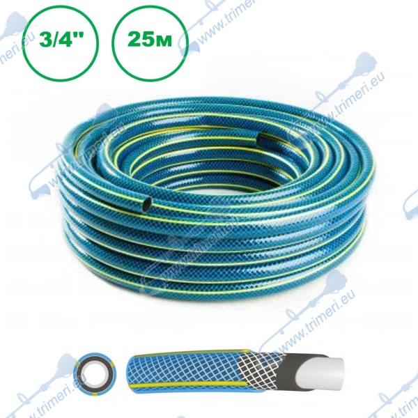 Градински маркуч 4-слоен bluebos plus 4 слоя, 8-24 bar, 3/4", 25м