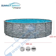 Басейн с мет. конструкция Polygroup Summer Waves Elite Frame, с имитация на сив камък, 488x122см
