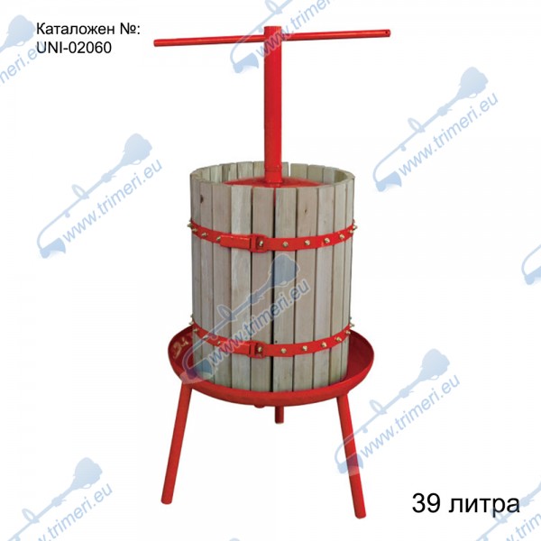 Преса за грозде 39 л, ръчна, вертикална, кошова, PREMIUM