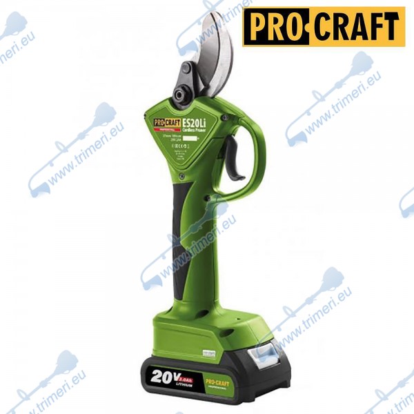 Лозарска ножица, акумулаторна, 20V, 2x2Ah, 37мм, PROCRAFT ES20Li