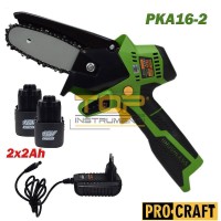 Верижен акумулаторен мини трион PROCRAFT PKA16-2, 16V, 2x2Ah, 10 см, безчетков мотор