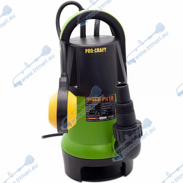 Помпа потопяема, за чиста и мръсна вода, 750 W, 12500 л/ ч, PROCRAFT PN18