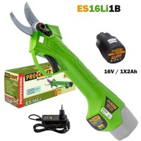 Акумулаторна лозарска ножица PROCRAFT ES16Li1B, 16V, 2Ah, 25 мм, безчетков мотор