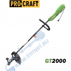Електрически тример / коса с нож и корда, PROCRAFT GT2000, 2000W, 38 см ширина на косене