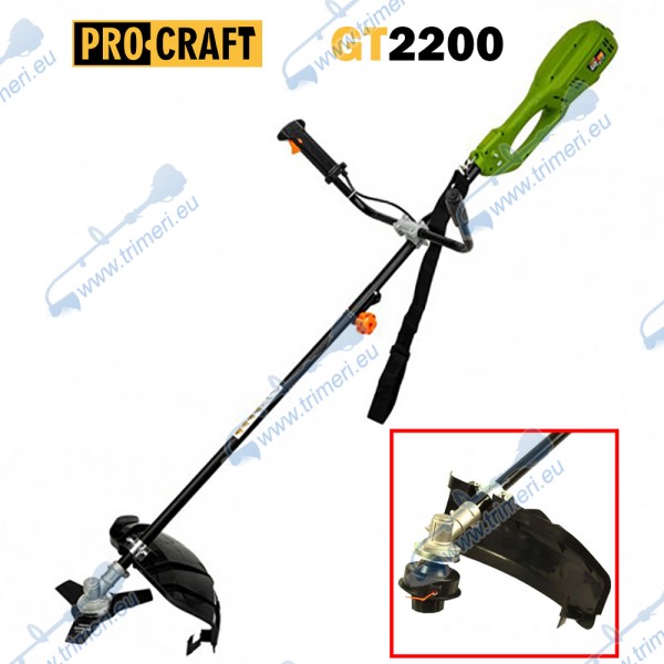 Електрическа коса / тример PROCRAFT GT2200, 1200W, 38 см ширина на косене, с нож и корда
