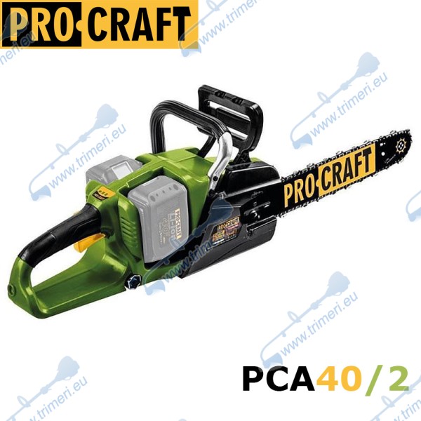Резачка / Верижен трион акумулаторен PROCRAFT PCA40/2, 40V, 35 см верига OREGON
