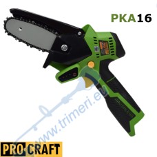 Мини резачка / верижен трион акумулаторен, безчетков, PROCRAFT PKA16, 16V, 4600 об./мин., 10 см шина, 3/8"