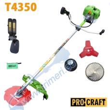 Моторна коса / Бензинов тример PROCRAFT T4350 1.9 к.с., 25.5 - 41.5см, 3 ножа