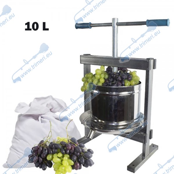 Преса за грозде, Vilen Inox, ръчна, 10 л обем на контейнер, двойна вана