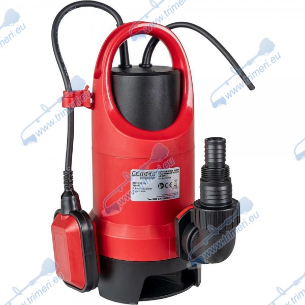 Потопяема помпа за мръсна вода 1", напор 8 м, 750W, RAIDER RD-WP72