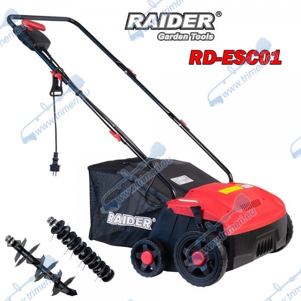 Електрически аератор 2в1 / скарификатор RAIDER RD-ESC01, 1400W, 32 см, с 2 вала, 30 л кош
