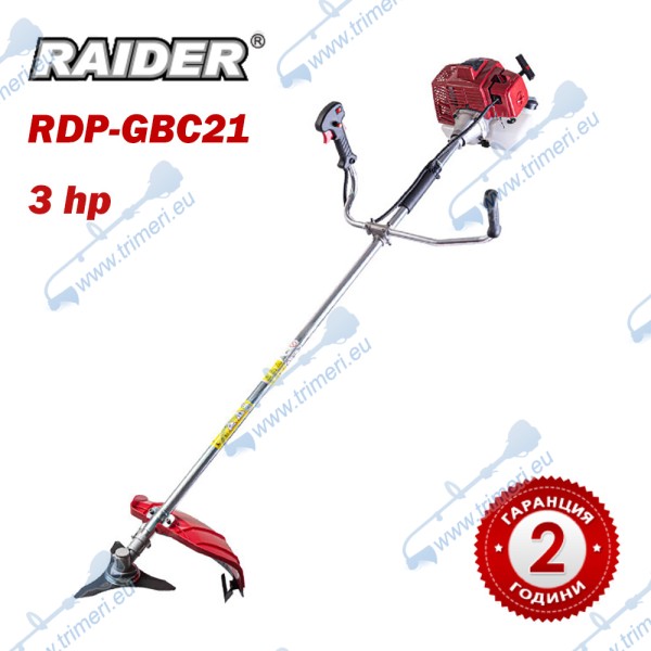 Моторна коса / бензинов тример с нож и корда, 54см3, 3 к.с., RAIDER RDP-GBC21