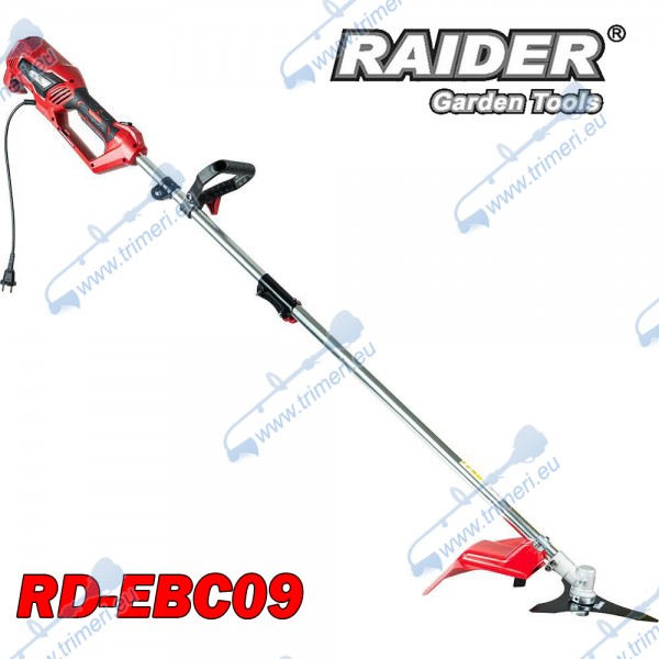 Тример електрически RAIDER RD-EBC09, 1200W, с нож и корда, сгъваем прът, 38 см ширина на косене
