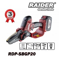 Мини акумулаторна резачка за клони, 20V, 2Ah, 4Ah, RAIDER RDP-SBGP20 Set, 10 см шина, 1/4" верига