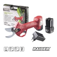 Акумулаторна лозарска ножица RAIDER RD-PSH02, 16V, 2x2Ah, 25 мм, безчетков мотор