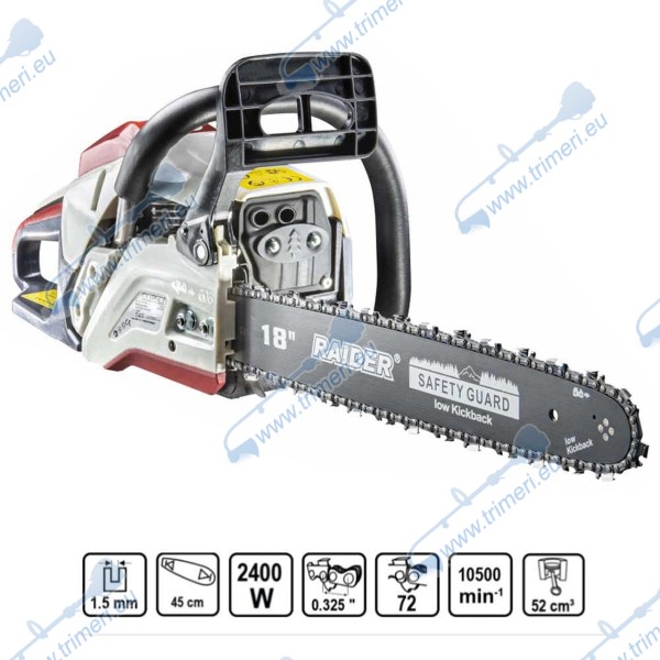 Бензинова резачка 3.2 к.с, шина 45см, 52см3, RAIDER RDP-GCS26