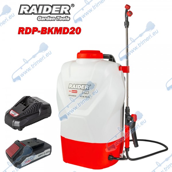 Пръскачка акумулаторна 16 л, RAIDER RDP-BKMD20, 20V, 2Ah, 3 bar, R20 серия