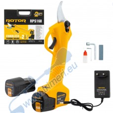 Акумулаторна лозарска ножица ROTOR RPS168, 16V, 2x1.5Ah, 25 мм, безчетков мотор