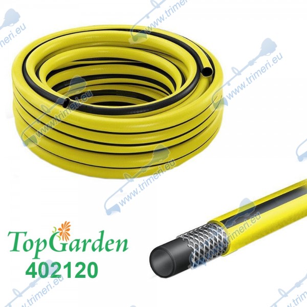 Маркуч градински, трислоен, многосезонен с оплетка, TopGarden 402120, 1", 20 м