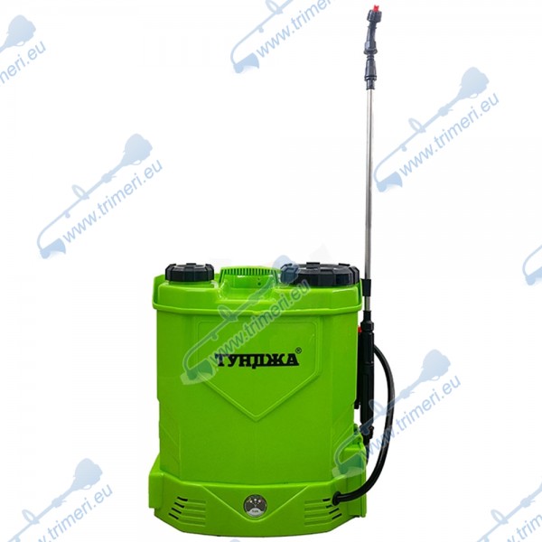 Акумулаторна пръскачка ТУНДЖА 12 л, 12V 8Ah Li-ion, 5.5 bar - с 3 дюзи и телескопичен удължител