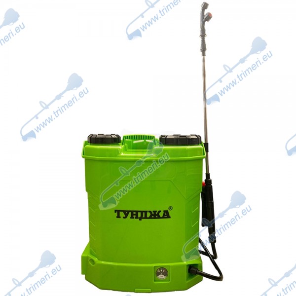 Акумулаторна пръскачка ТУНДЖА 16 л, 12V 8Ah Li-ion, 5.5 bar - с 3 дюзи и телескопичен удължител