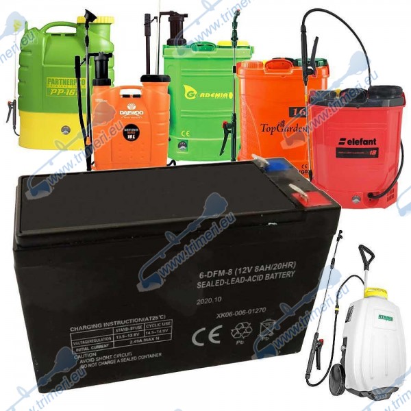 Батерия за акумулаторни пръскачки, 12V, 8Ah, съвместима с всички модели, 6-DFM-8