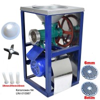 Месомелачка електрическа, чугунена, №32, 1500W, със стойка, нож, решетки и метален плот, (010987)